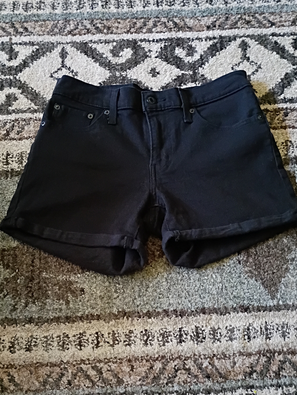 Levi's Black Denim Roll-Hem Shorts
